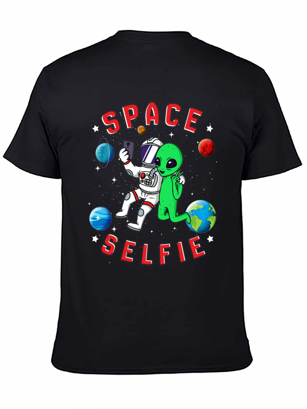 Space Selfie T-Shirt - Astronaut & Alien Graphic Tee