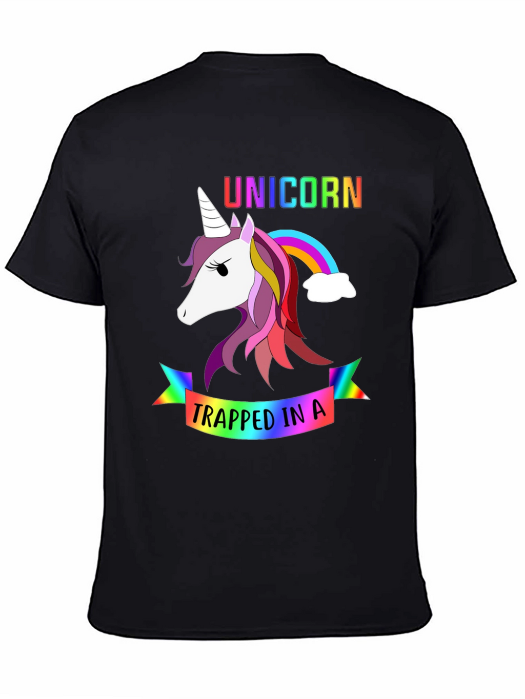 Unicorn Trapped Rainbow Graphic T-Shirt