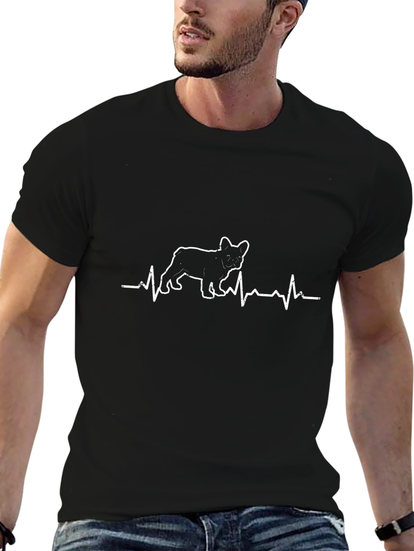 Dog Heartbeat T-Shirt - French Bulldog ECG Tee