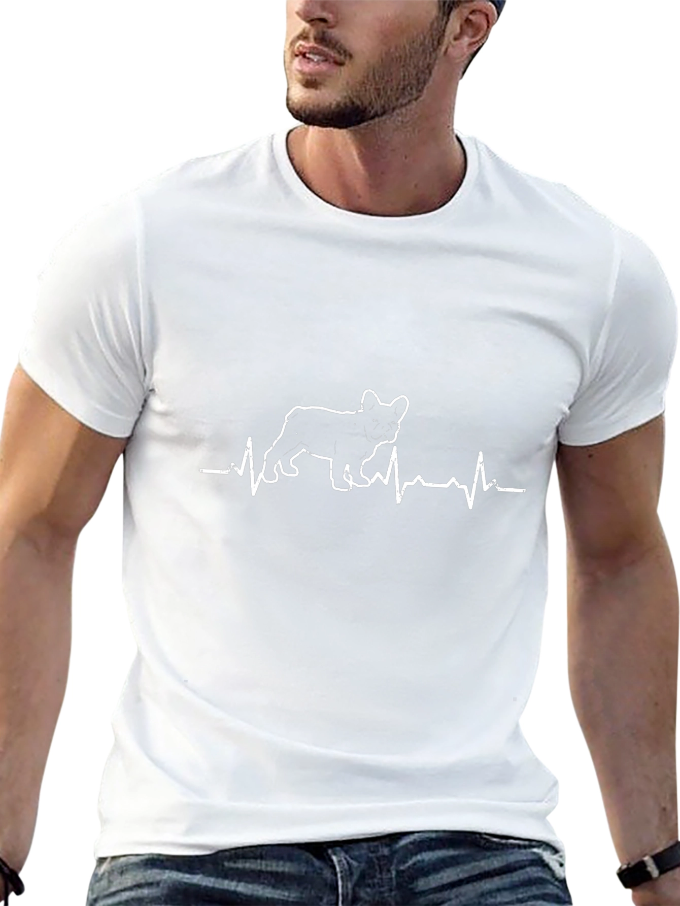 Dog Heartbeat T-Shirt - French Bulldog ECG Tee