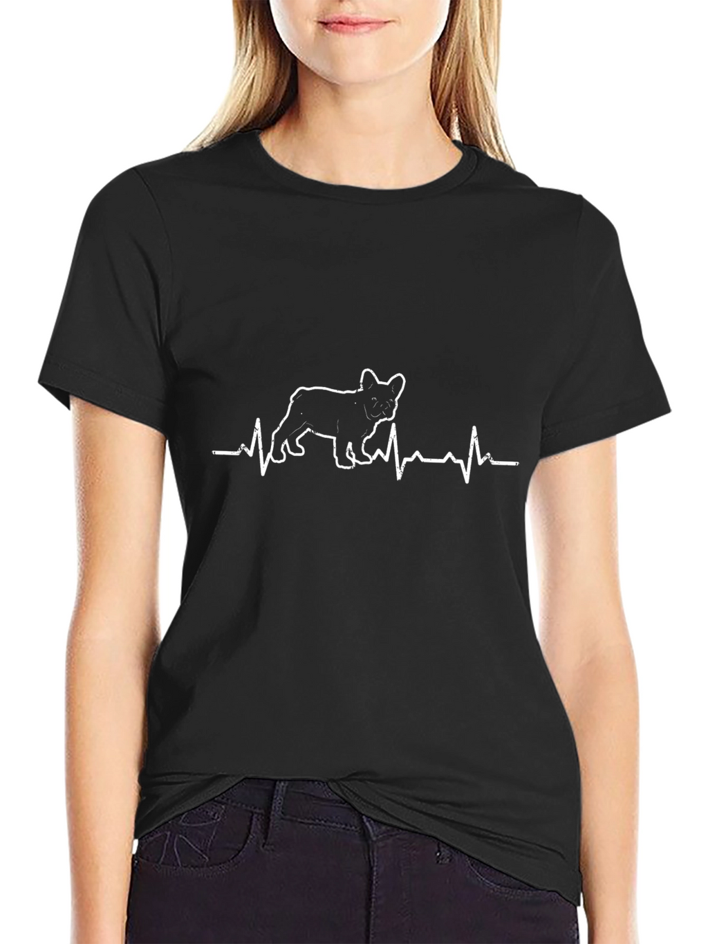 Dog Heartbeat T-Shirt - French Bulldog ECG Tee