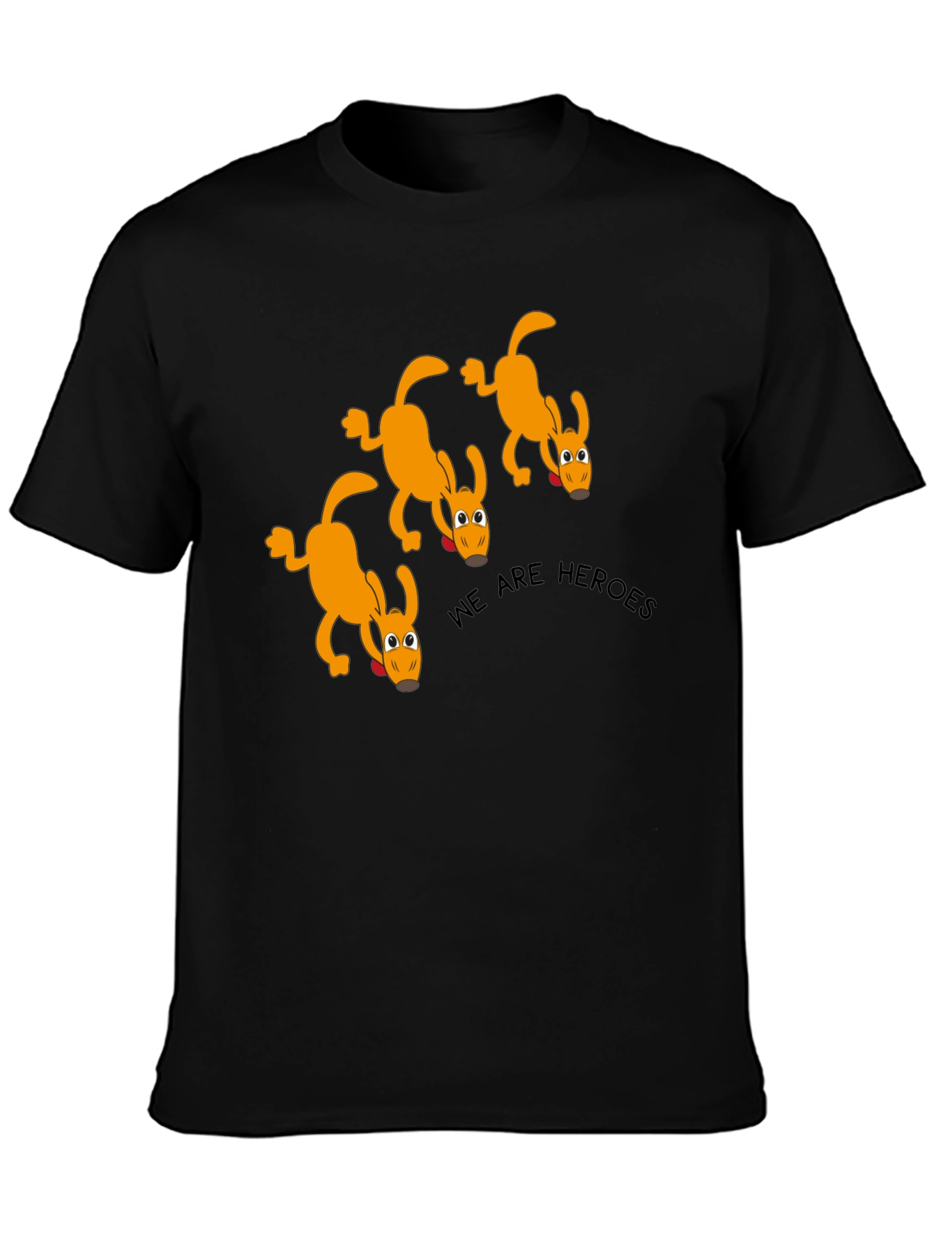 We Are Heroes Dog Graphic Black T-Shirt