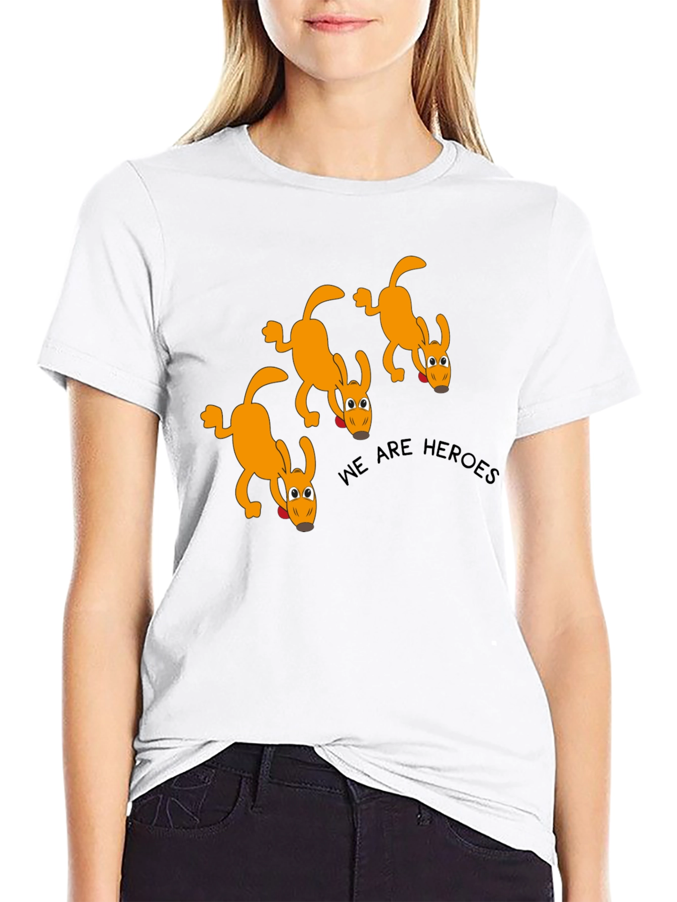 We Are Heroes Dog Graphic Black T-Shirt