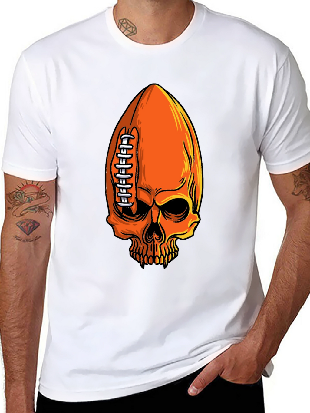 Skull Football T-Shirt - Spooky Sportswear