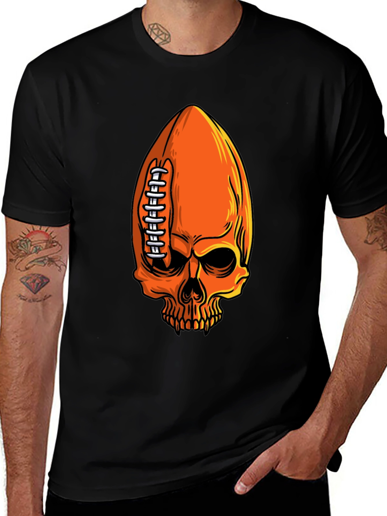 Skull Football T-Shirt - Spooky Sportswear