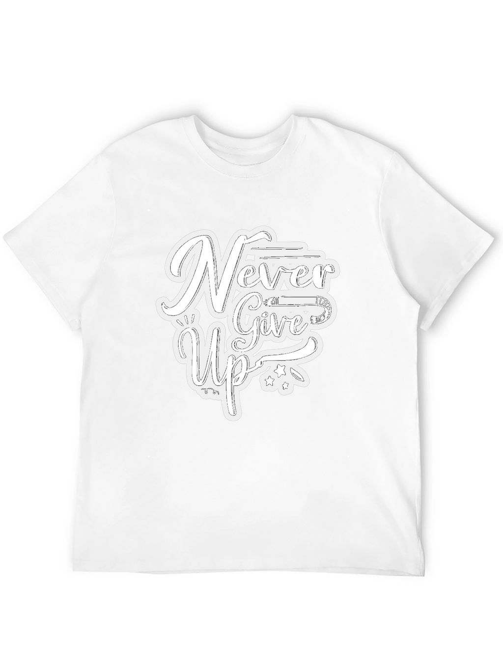 Never Give Up Graphic Print T-Shirt - Black