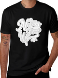 Never Give Up Graphic Print T-Shirt - Black