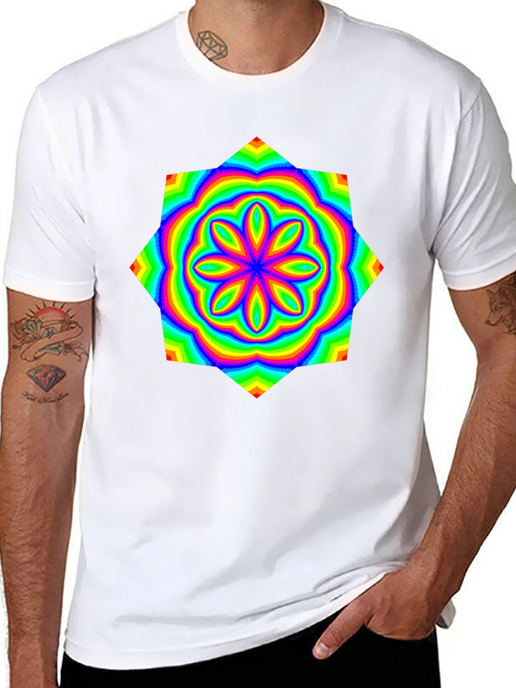 Psychedelic Rainbow Flower Graphic Tee