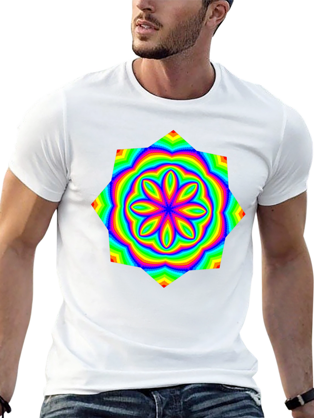 Psychedelic Rainbow Flower Graphic Tee