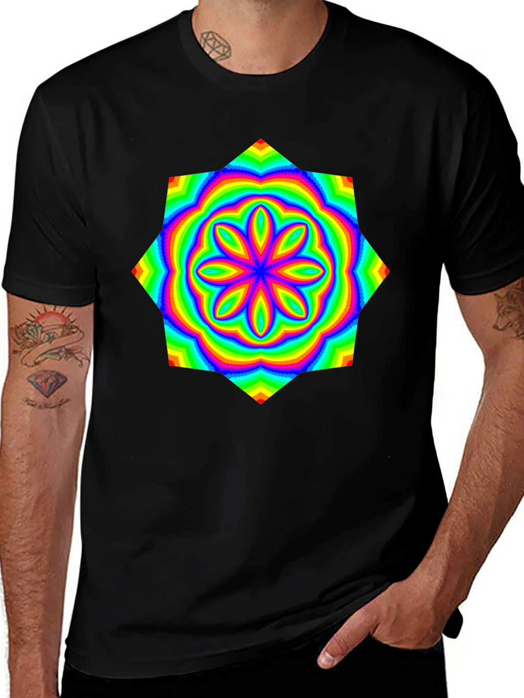 Psychedelic Rainbow Flower Graphic Tee