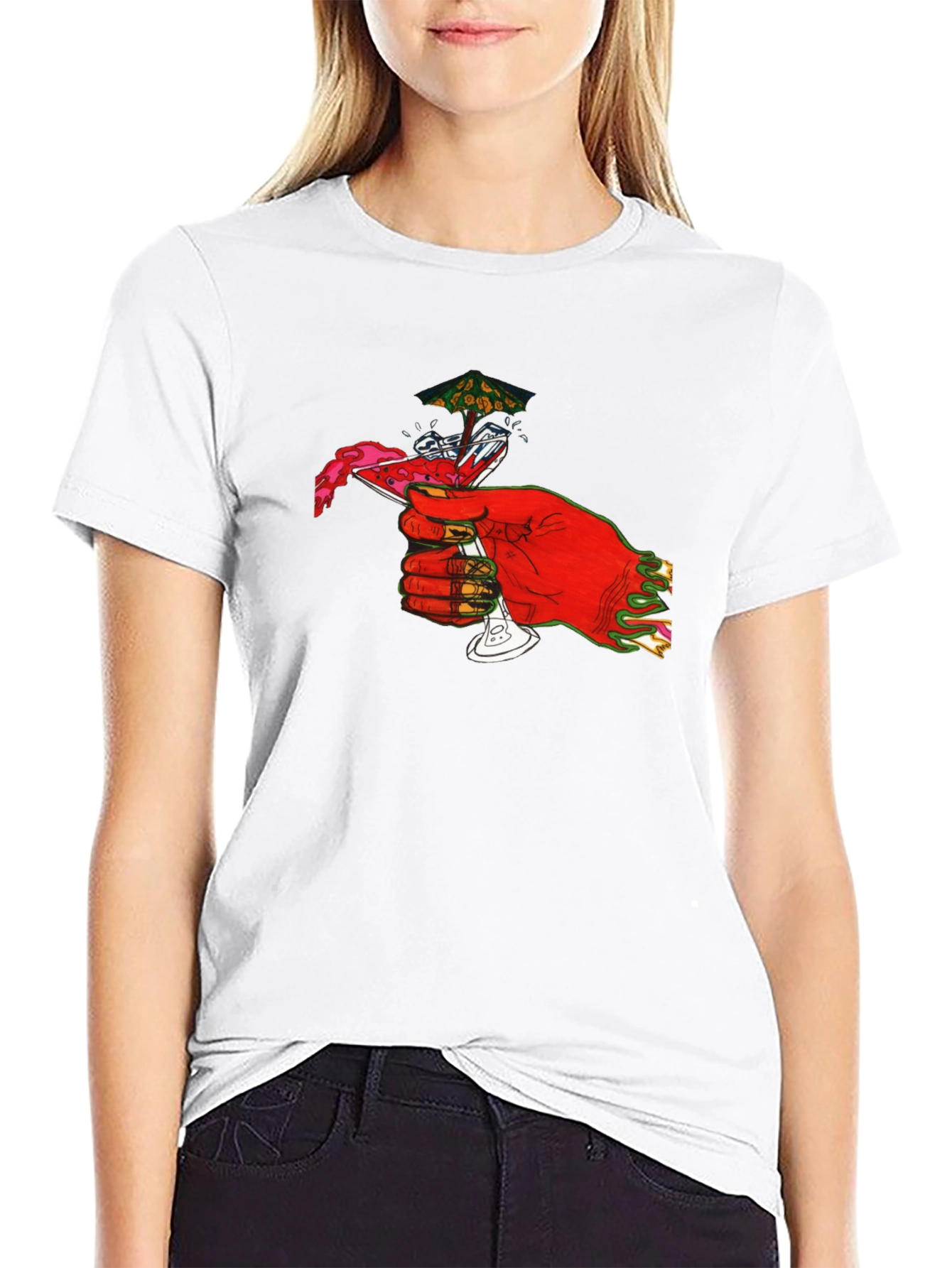Red Hand Cocktail Graphic T-Shirt