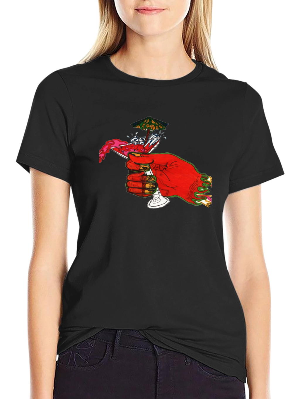 Red Hand Cocktail Graphic T-Shirt