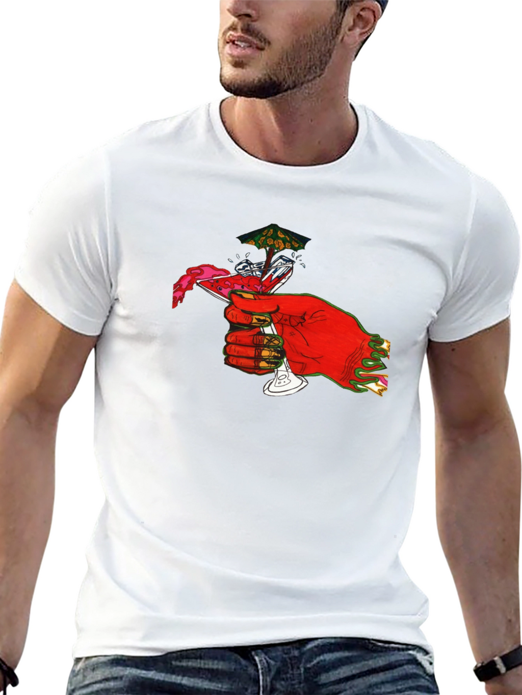 Red Hand Cocktail Graphic T-Shirt