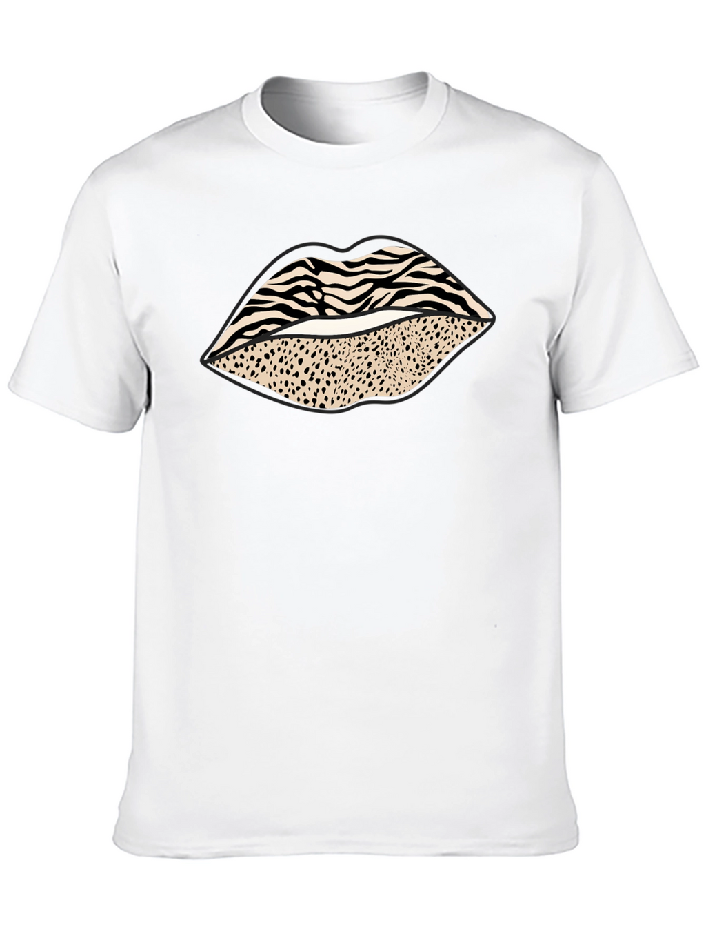 Animal Print Lips Graphic Tee - Stylish Casual Wear