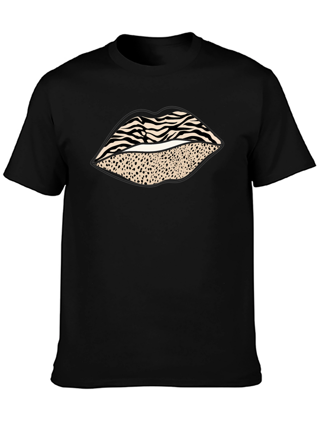Animal Print Lips Graphic Tee - Stylish Casual Wear
