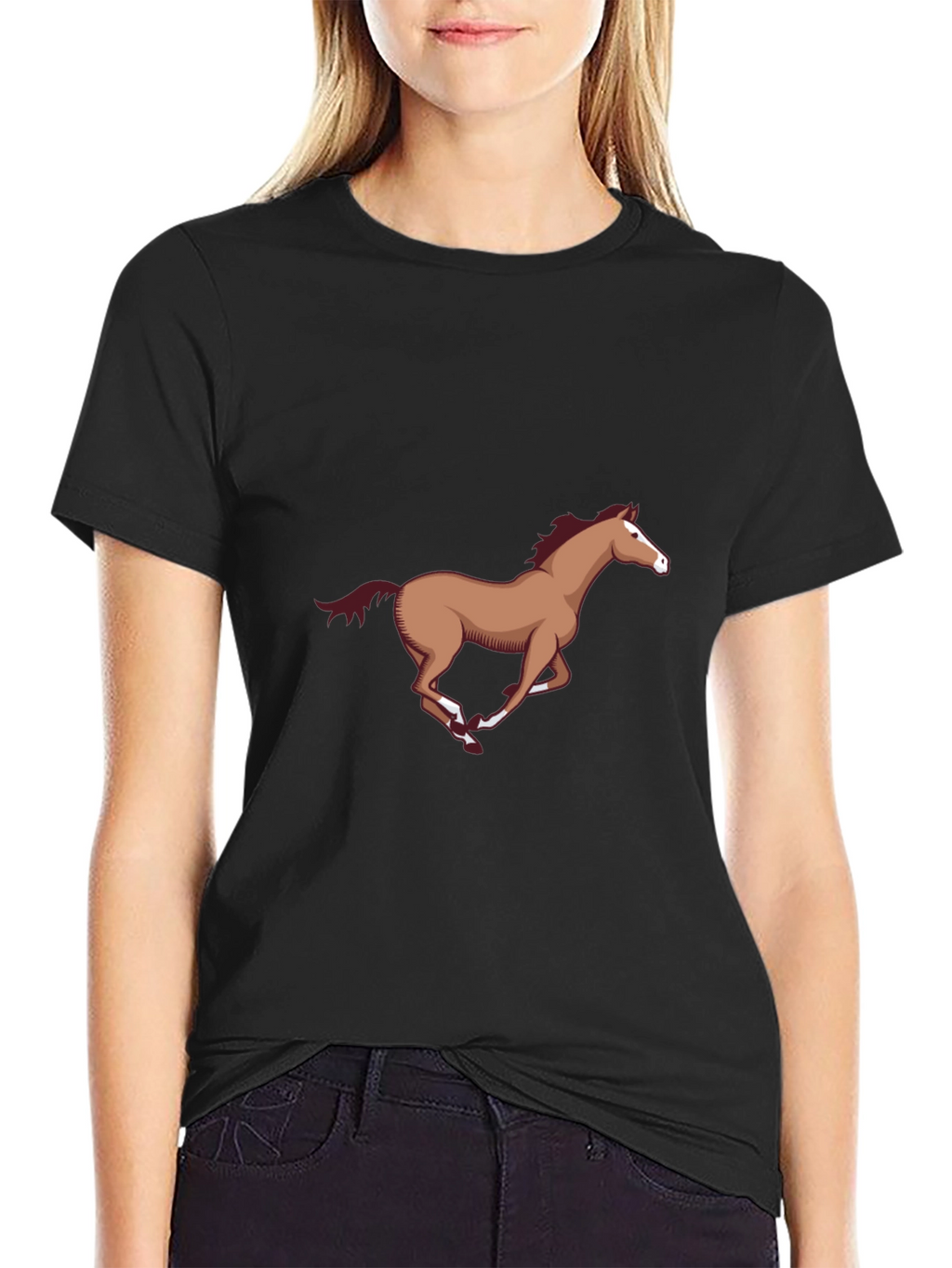 Black T-Shirt with Horse Graphic