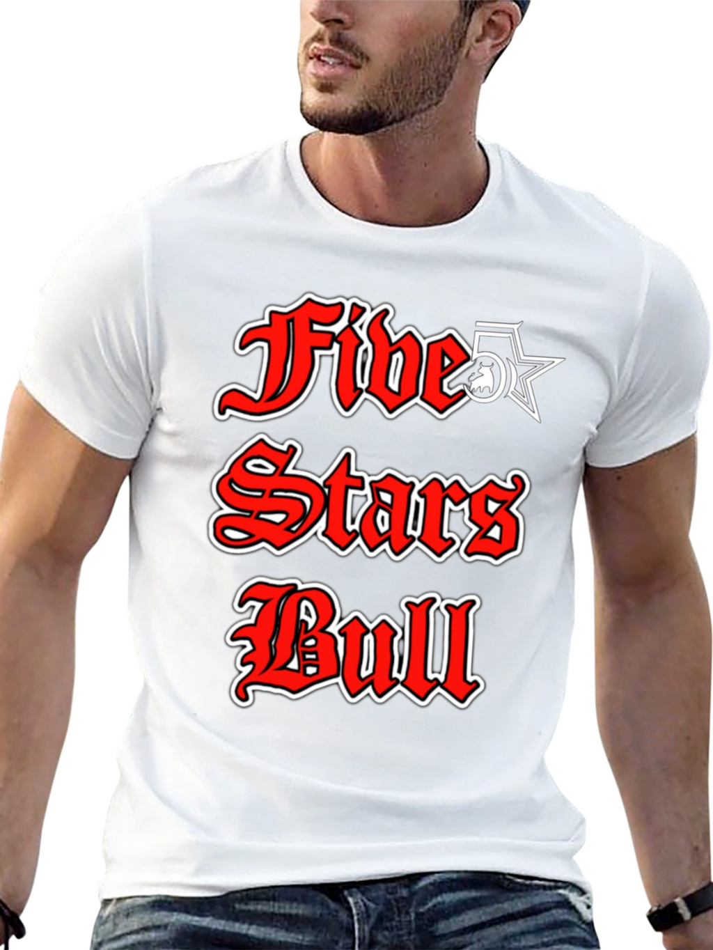Five Stars Bull Graphic T-Shirt