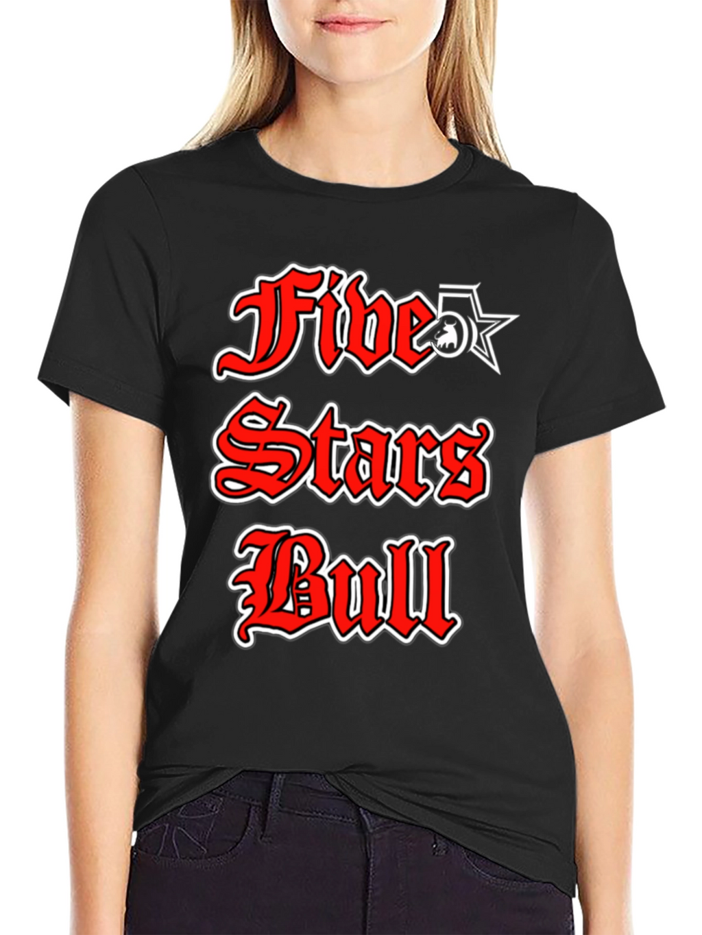 Five Stars Bull Graphic T-Shirt