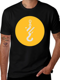 Black T-Shirt with Crane Hook Graphic