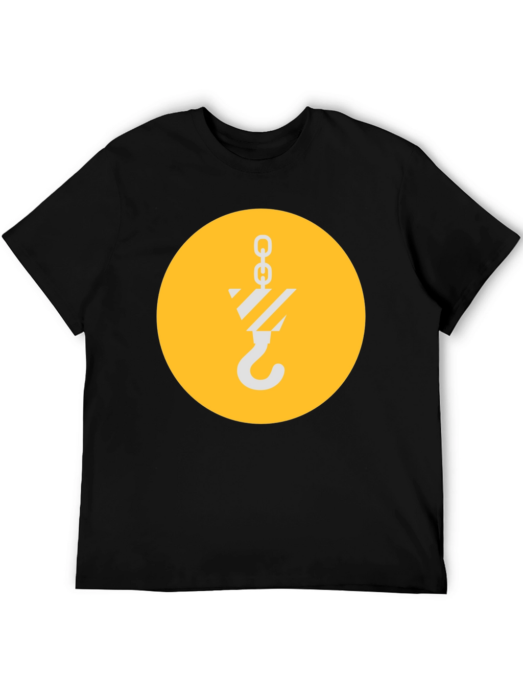 Black T-Shirt with Crane Hook Graphic