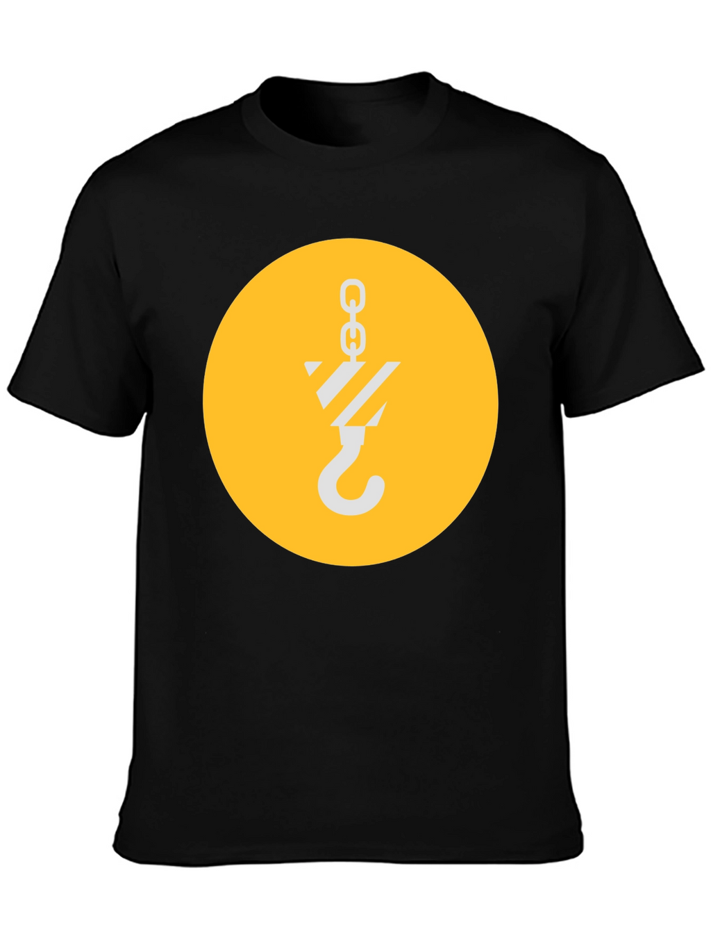 Black T-Shirt with Crane Hook Graphic