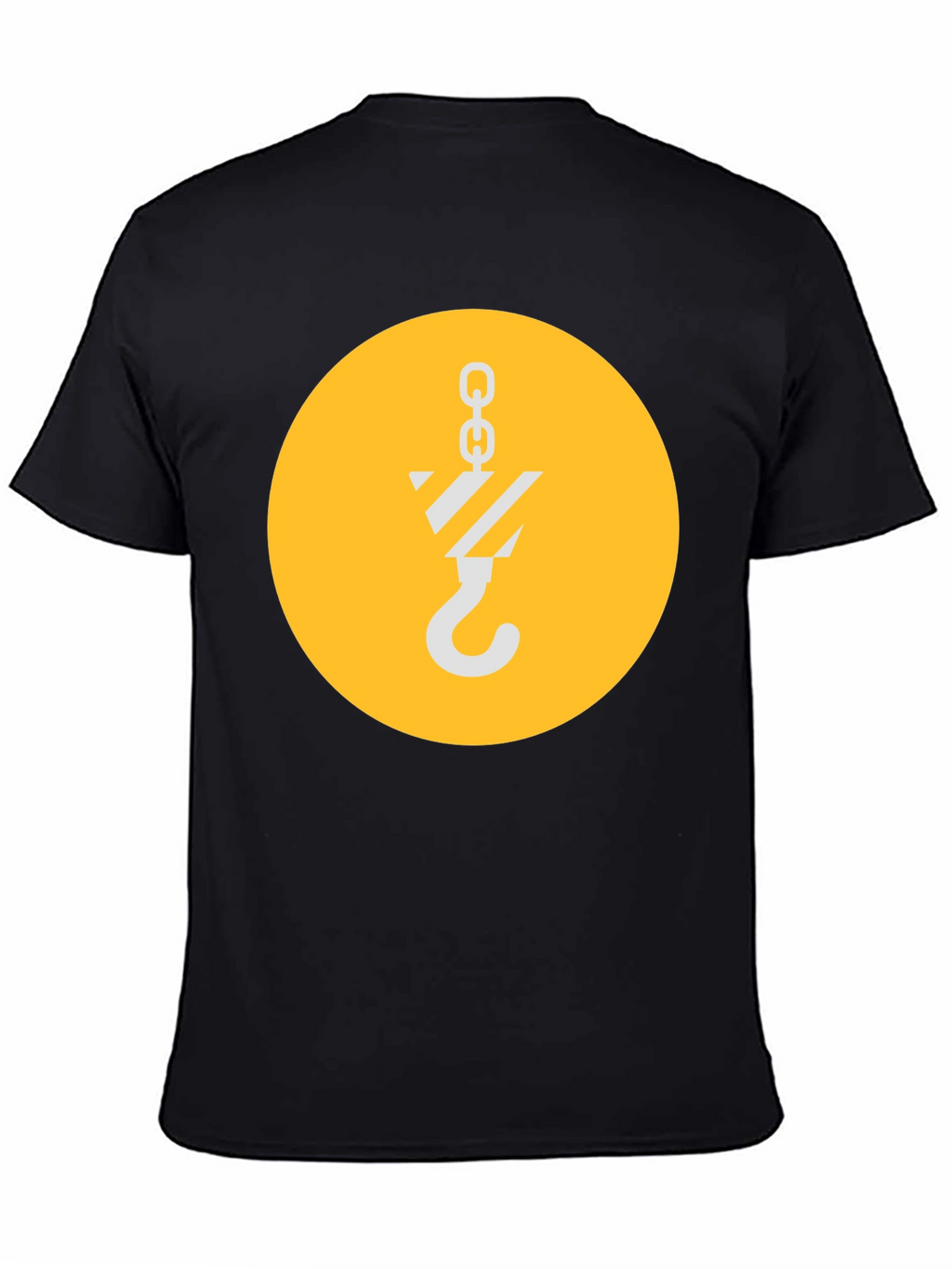 Black T-Shirt with Crane Hook Graphic