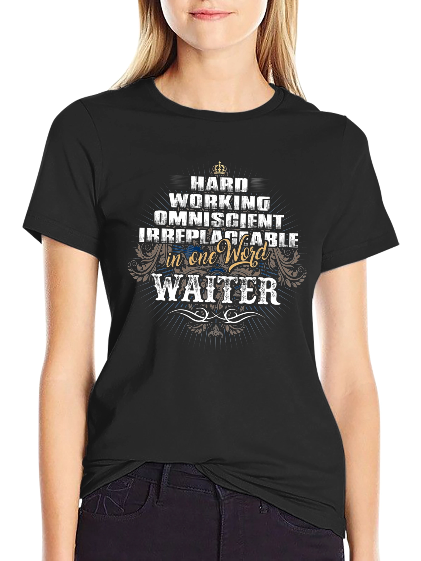 Hard Working Waiter Graphic T-Shirt