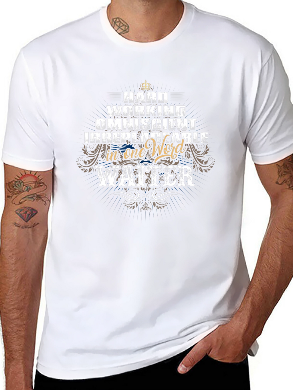 Hard Working Waiter Graphic T-Shirt