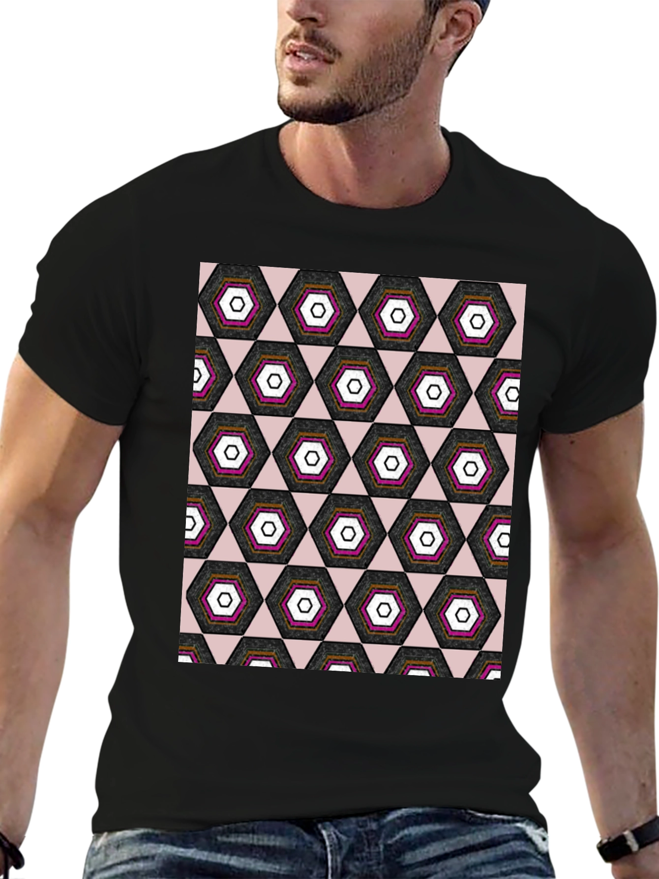Geometric Hexagon Pattern T-Shirt