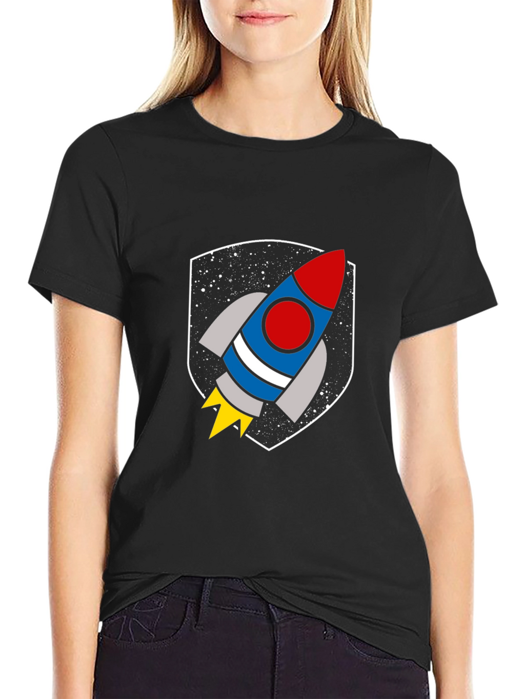 Rocket Graphic Black T-Shirt - Blast Off!