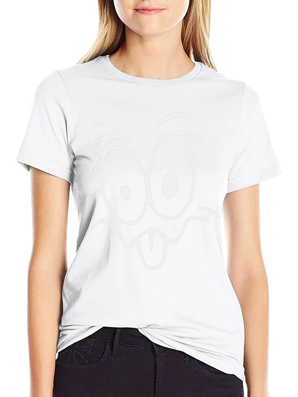Funny Cartoon Face T-Shirt - Black Cotton Tee