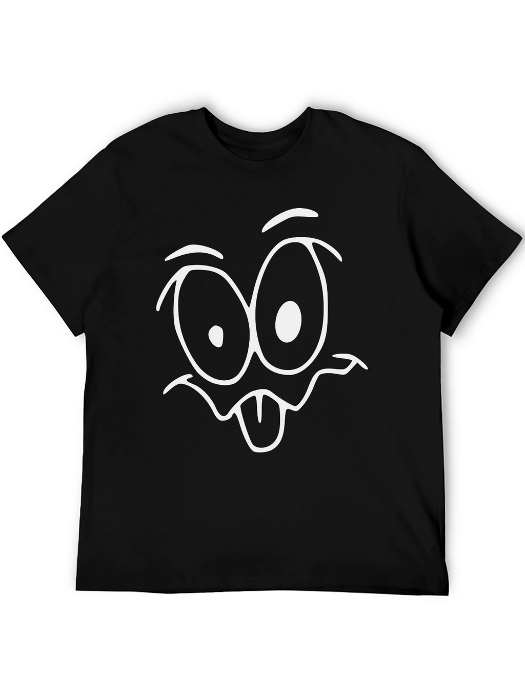 Funny Cartoon Face T-Shirt - Black Cotton Tee