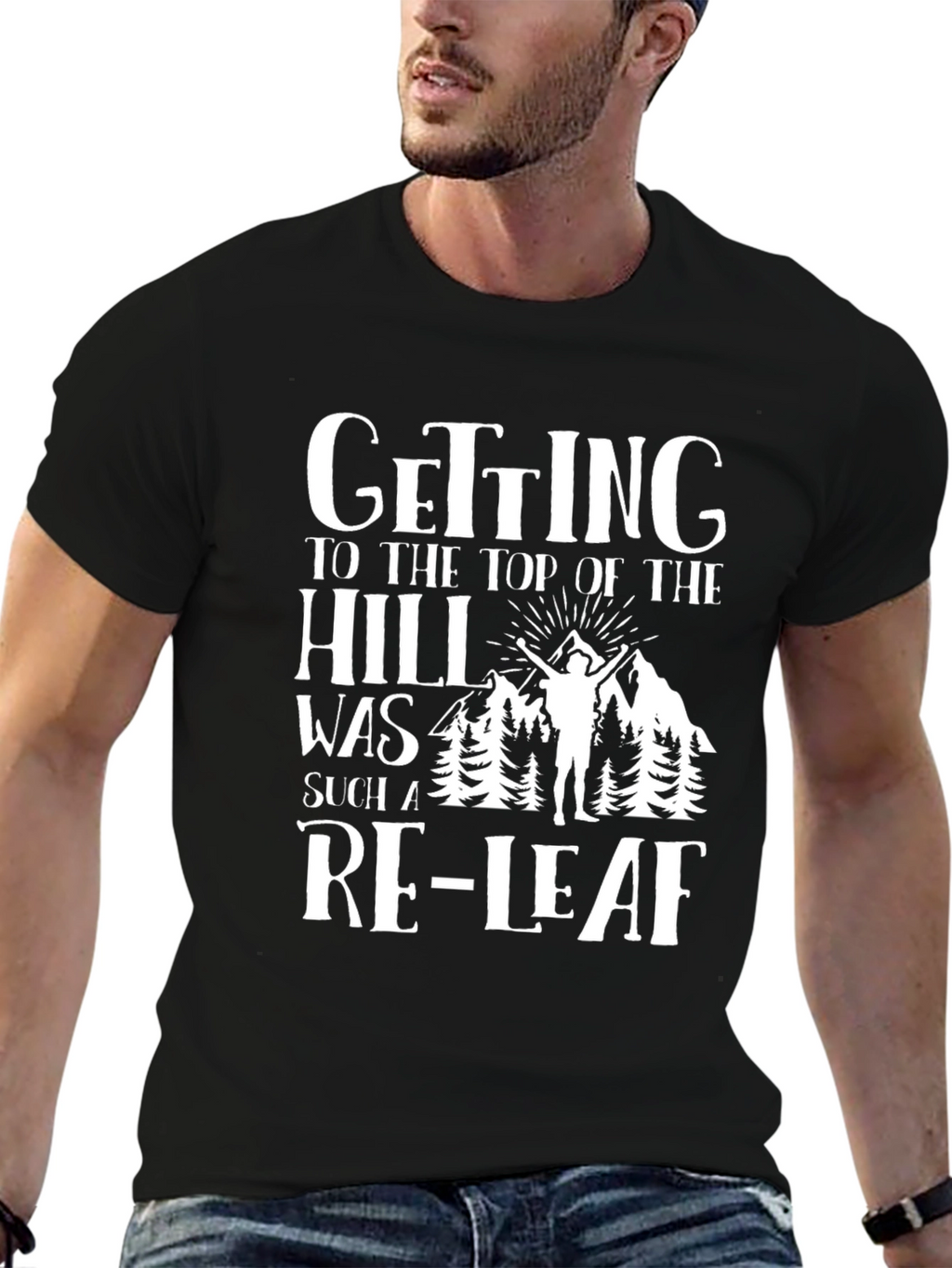 Hiking Pun T-Shirt: Getting to The Top Relief