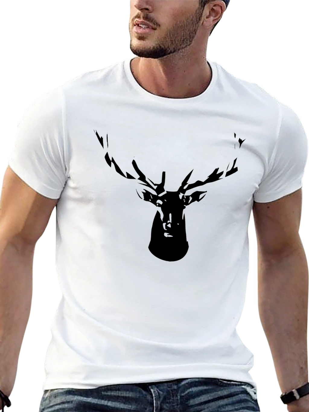 Black Deer Silhouette Graphic Tee