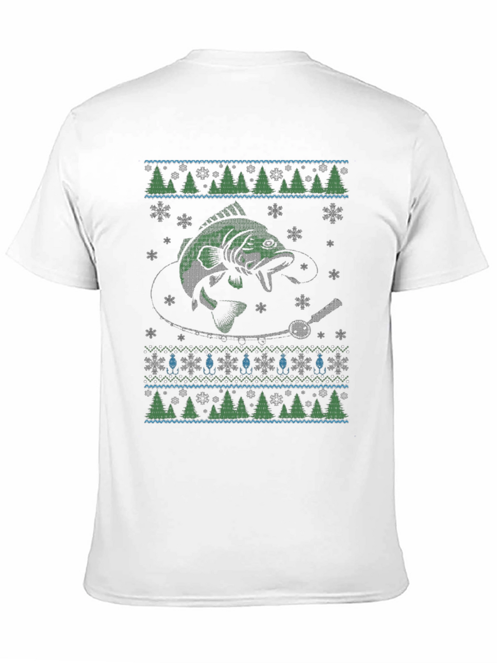 Fishing Ugly Christmas Sweater Style T-Shirt