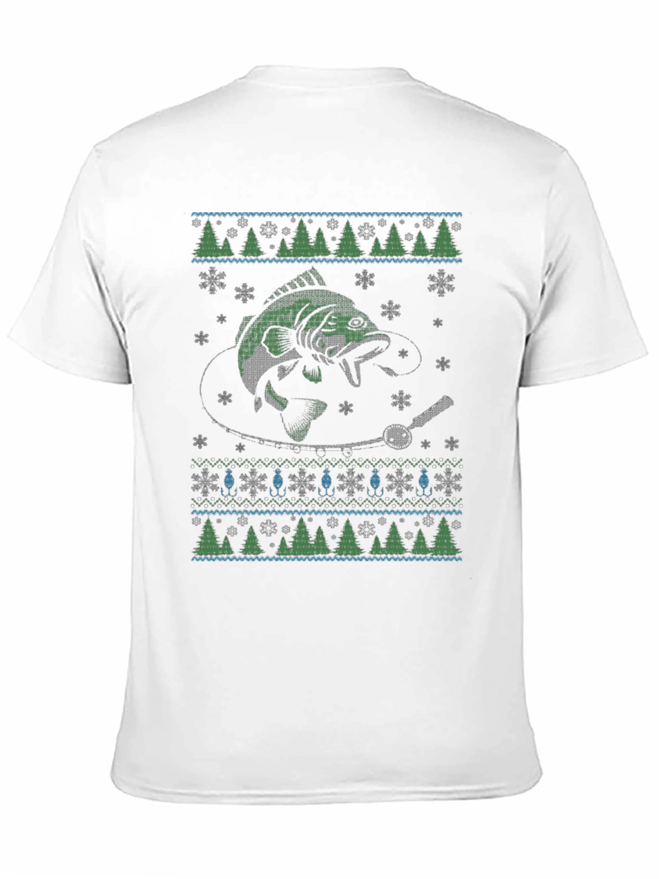 Fishing Ugly Christmas Sweater Style T-Shirt