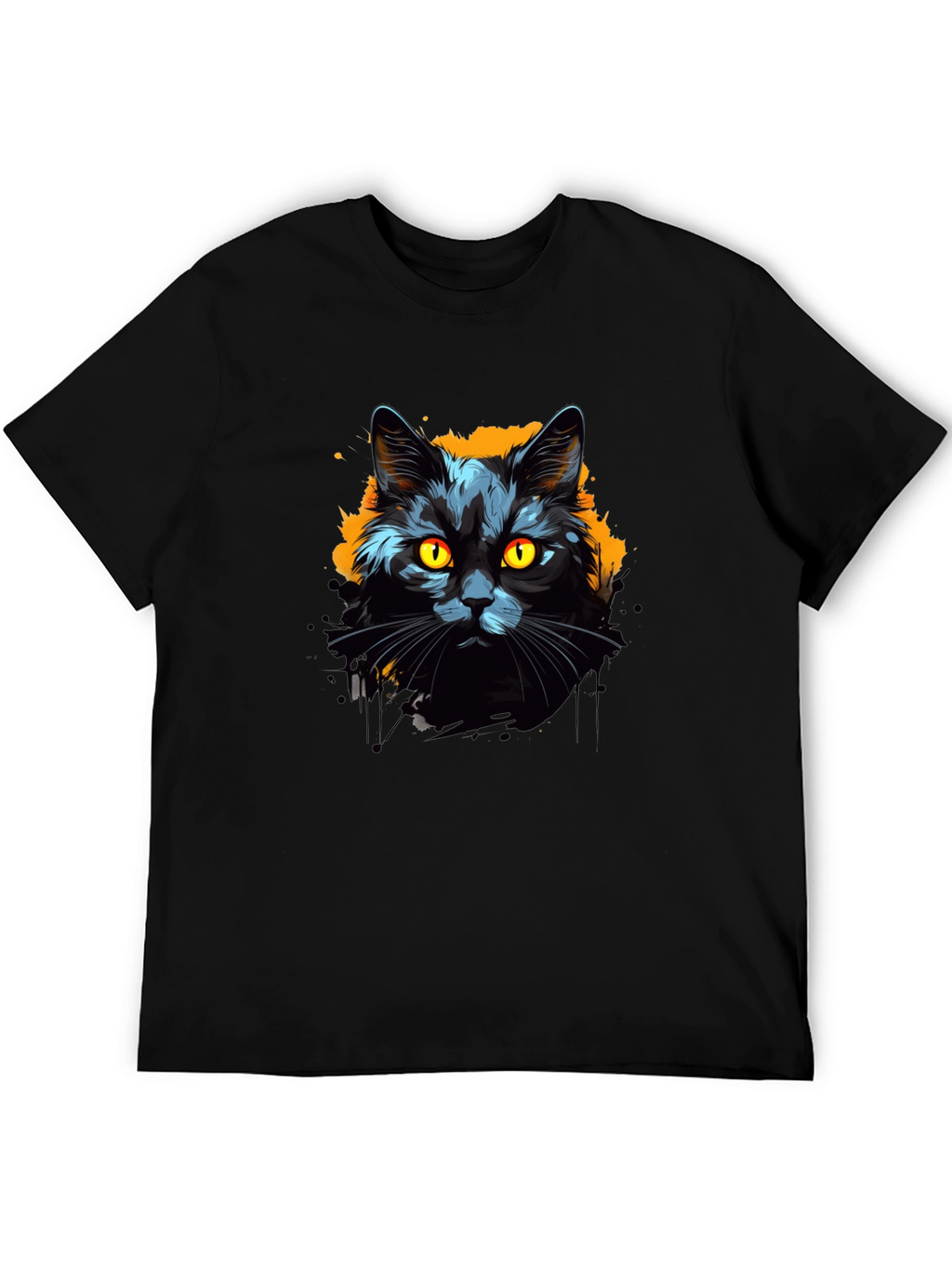 Black Cat Graphic Tee - Mens Cotton T-Shirt