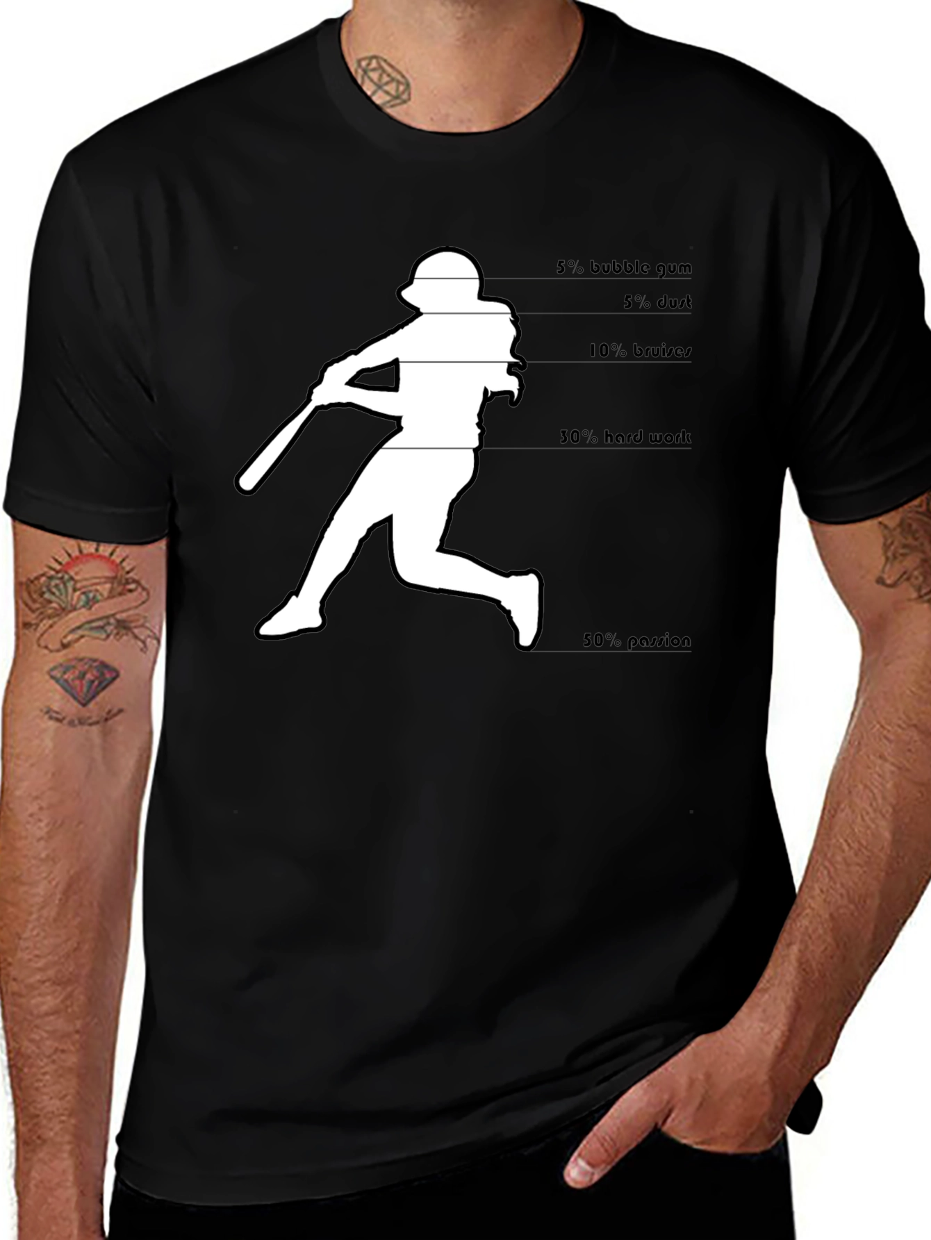 Baseball Batter Funny T-Shirt - Hard Work & Passion Tee