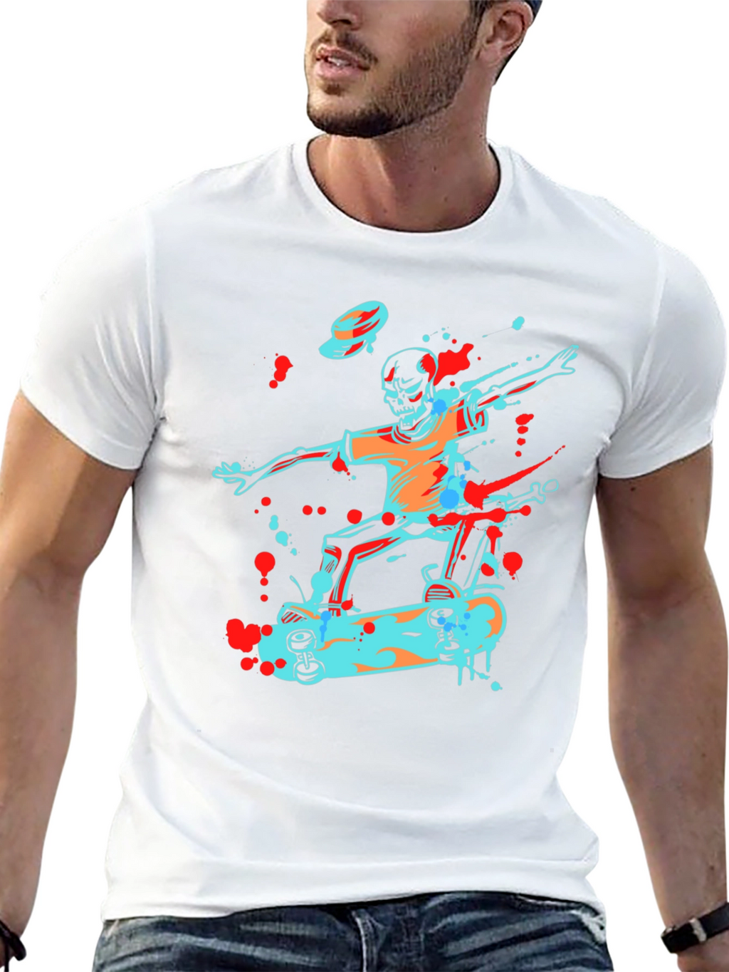 Skateboarding Skeleton Graphic Tee - Cool & Edgy Design