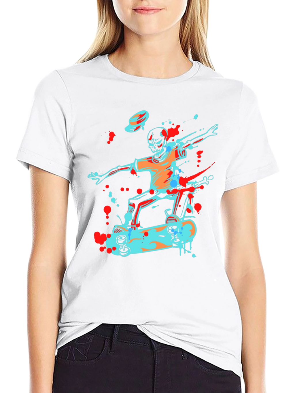 Skateboarding Skeleton Graphic Tee - Cool & Edgy Design