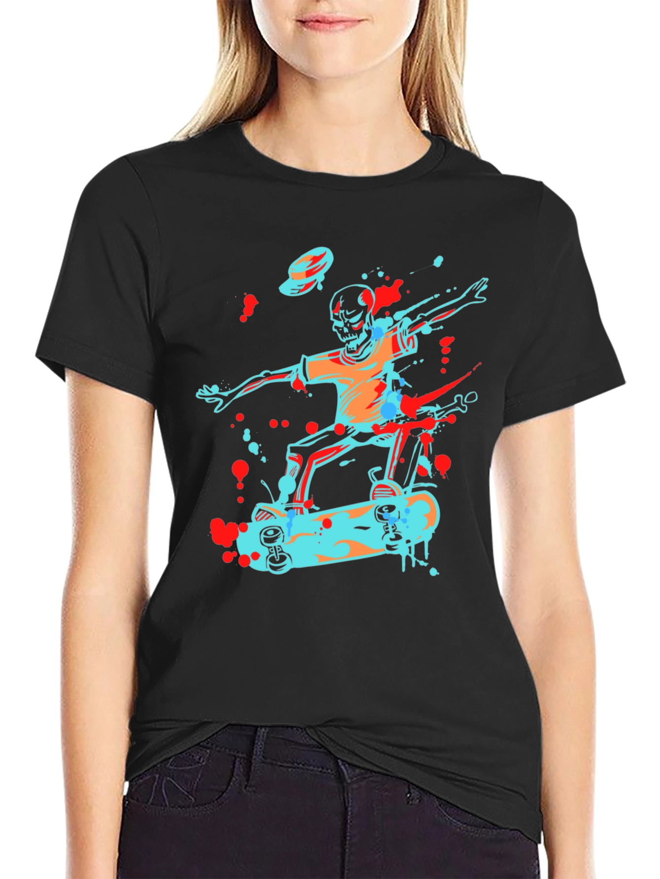 Skateboarding Skeleton Graphic Tee - Cool & Edgy Design