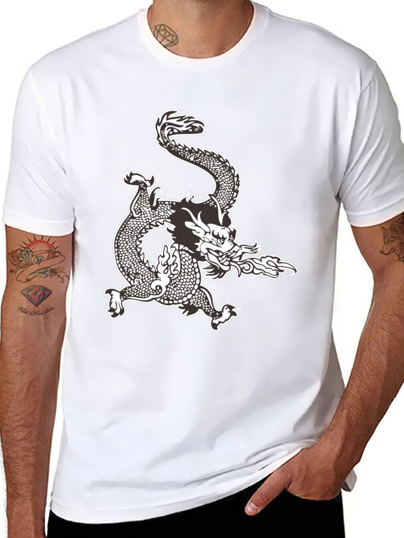 Dragon Graphic Tee - Black Cotton Comfort