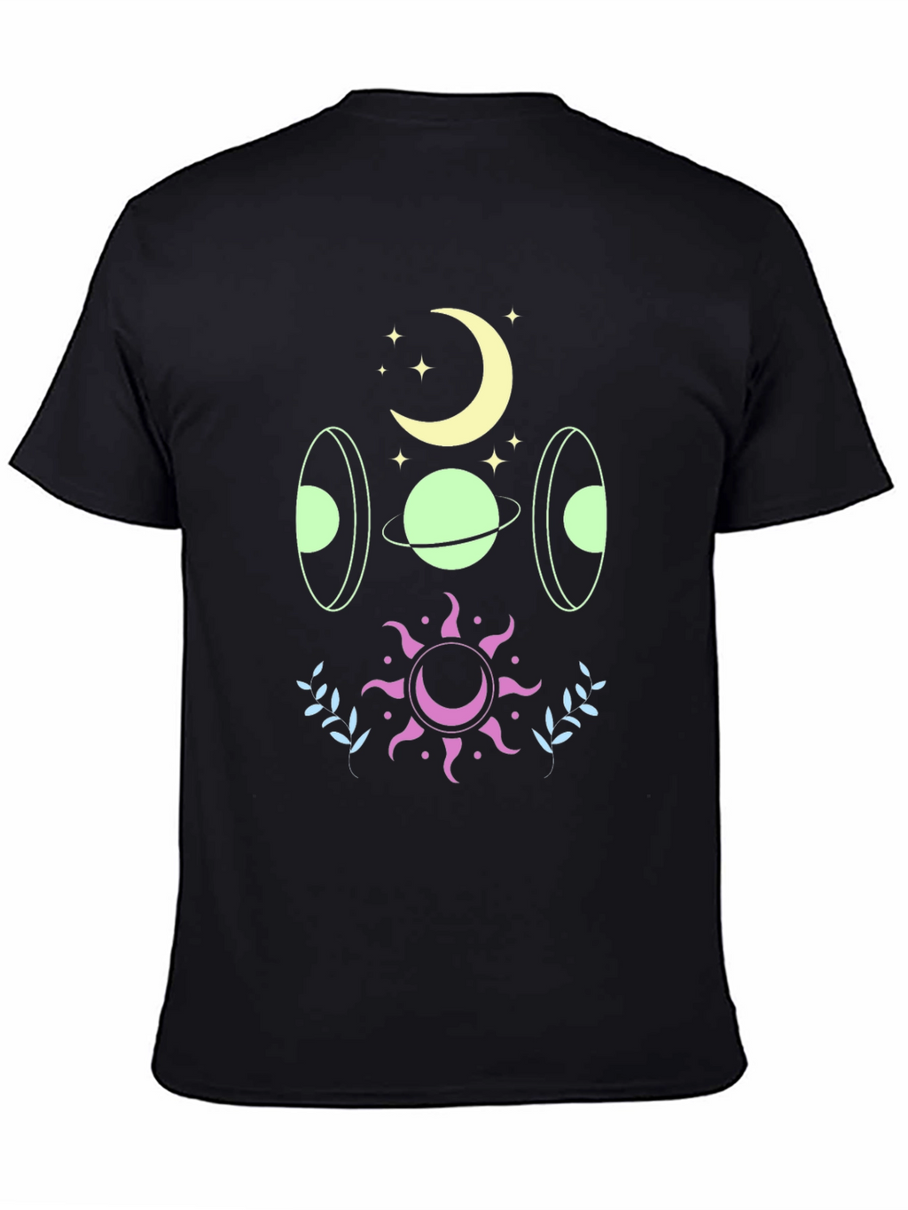 Celestial Graphic Print Black T-Shirt