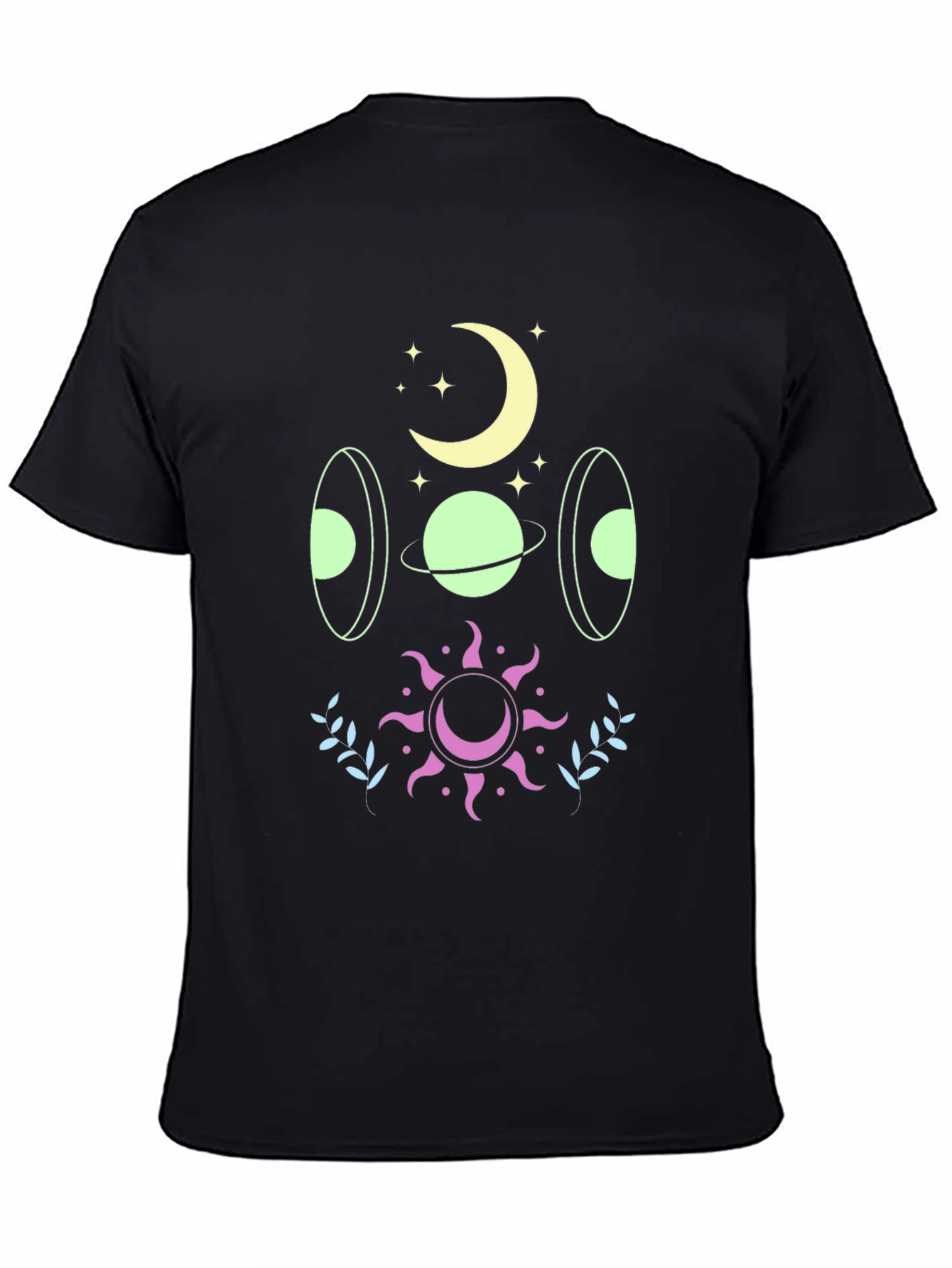 Celestial Graphic Print Black T-Shirt
