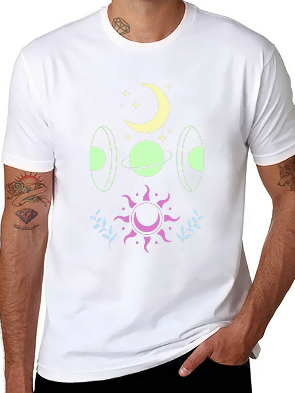 Celestial Graphic Print Black T-Shirt