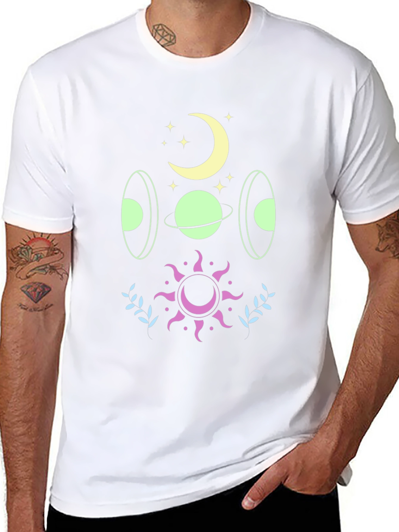 Celestial Graphic Print Black T-Shirt