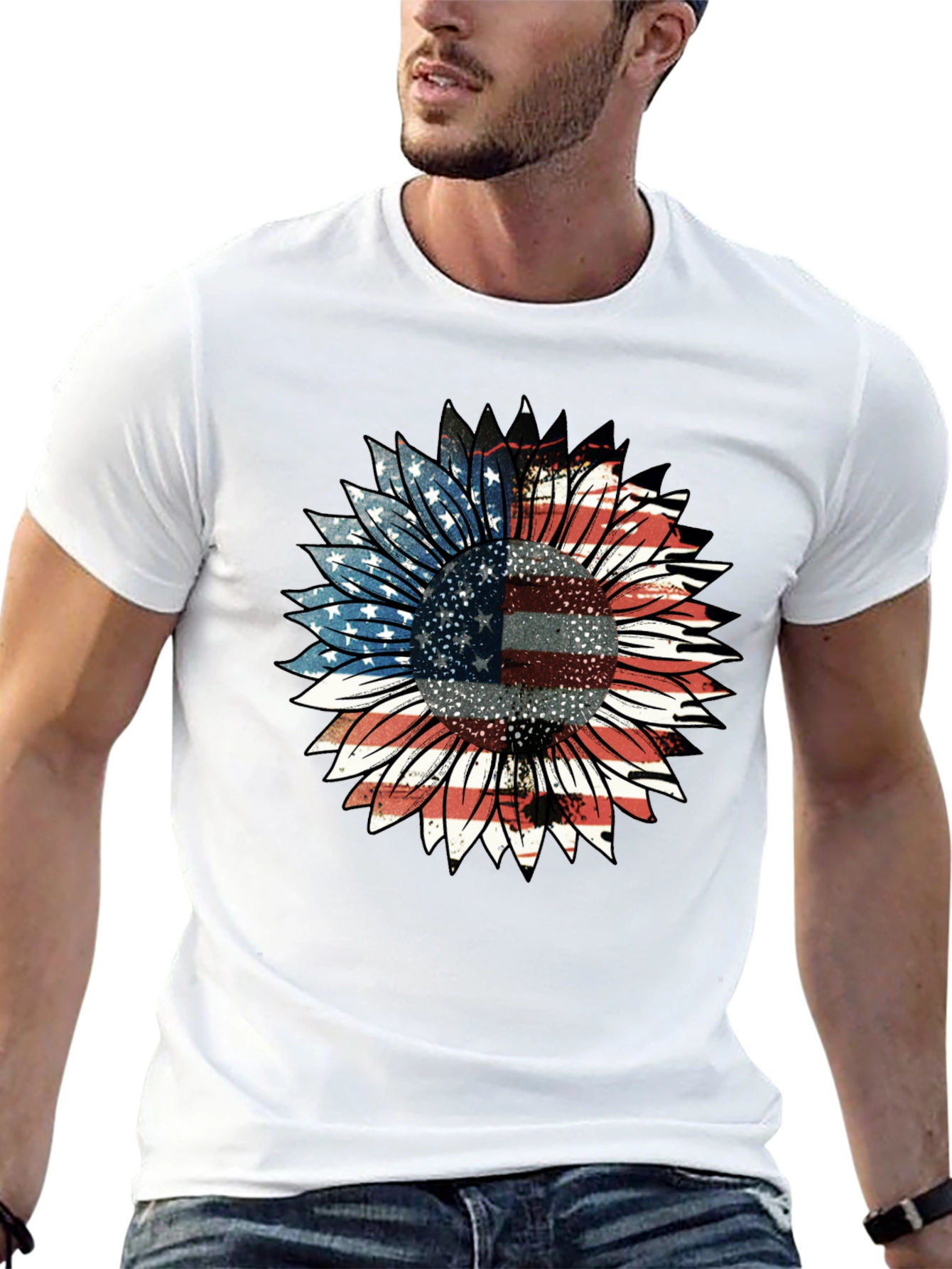 American Flag Sunflower Graphic Tee