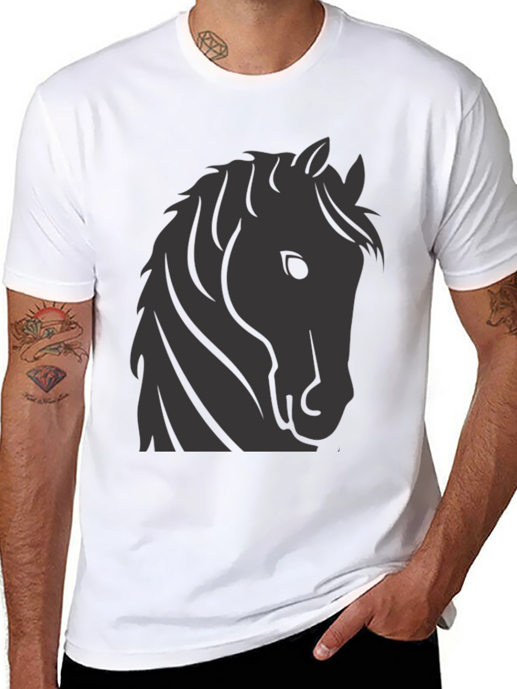 Horse Graphic Tee - Stylish Black T-Shirt