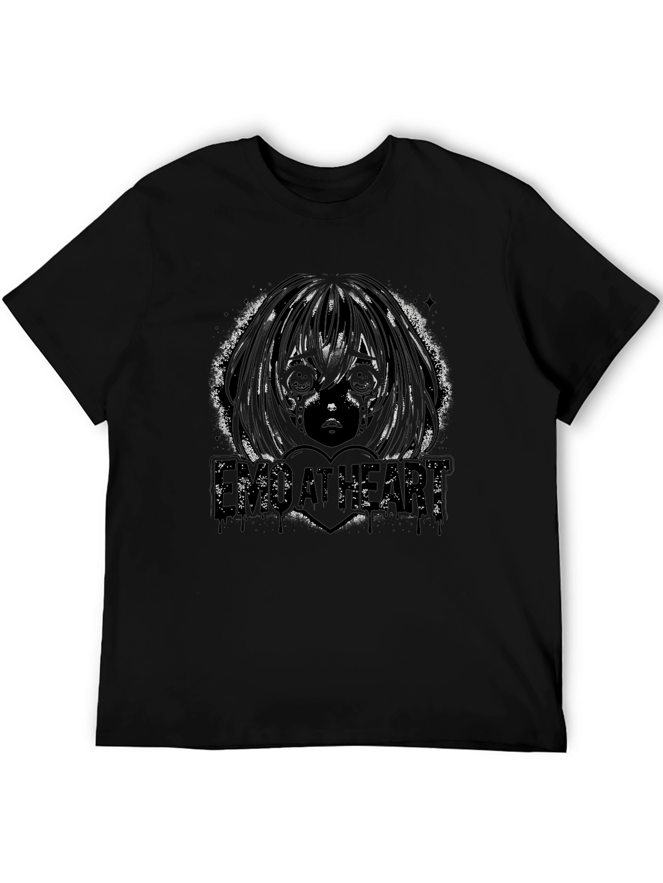 Emo Anime Graphic Black T-Shirt