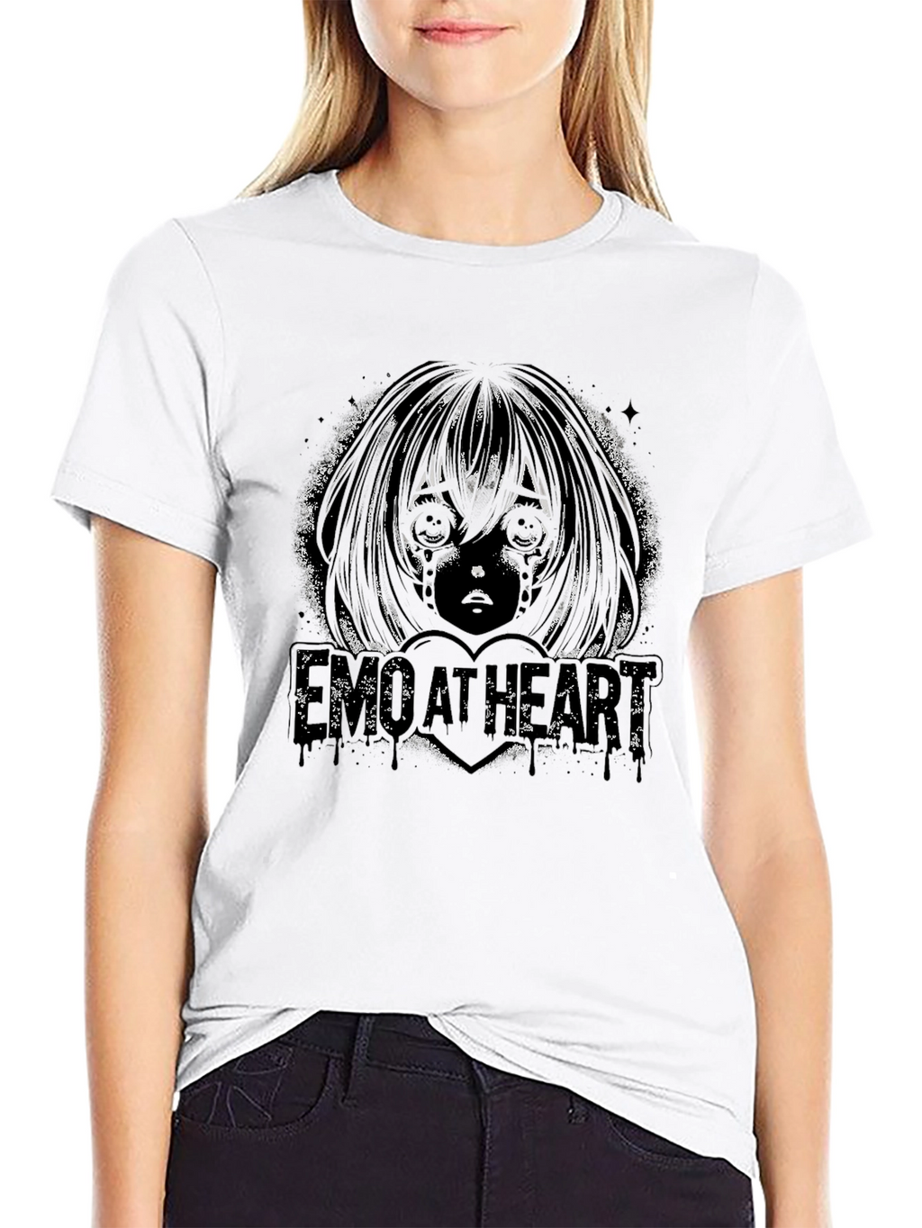 Emo Anime Graphic Black T-Shirt